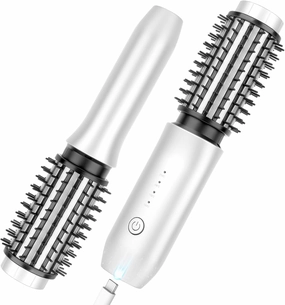 New Portable Travel Curling Iron Wand with Negative Ion, USB Rechargeable Mini Brush - 7000mAh, White