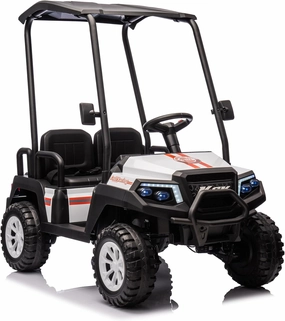 NEWQIDA 24V Golf Cart for Kids Battery Powered 4 Seater Ride on Toys Big Kids Electric Car with Parent Remote Control, Plastic Roof, EVA Tires Wheels, Music Play, 220 Lbs Max Load, Up to 5MPH, White