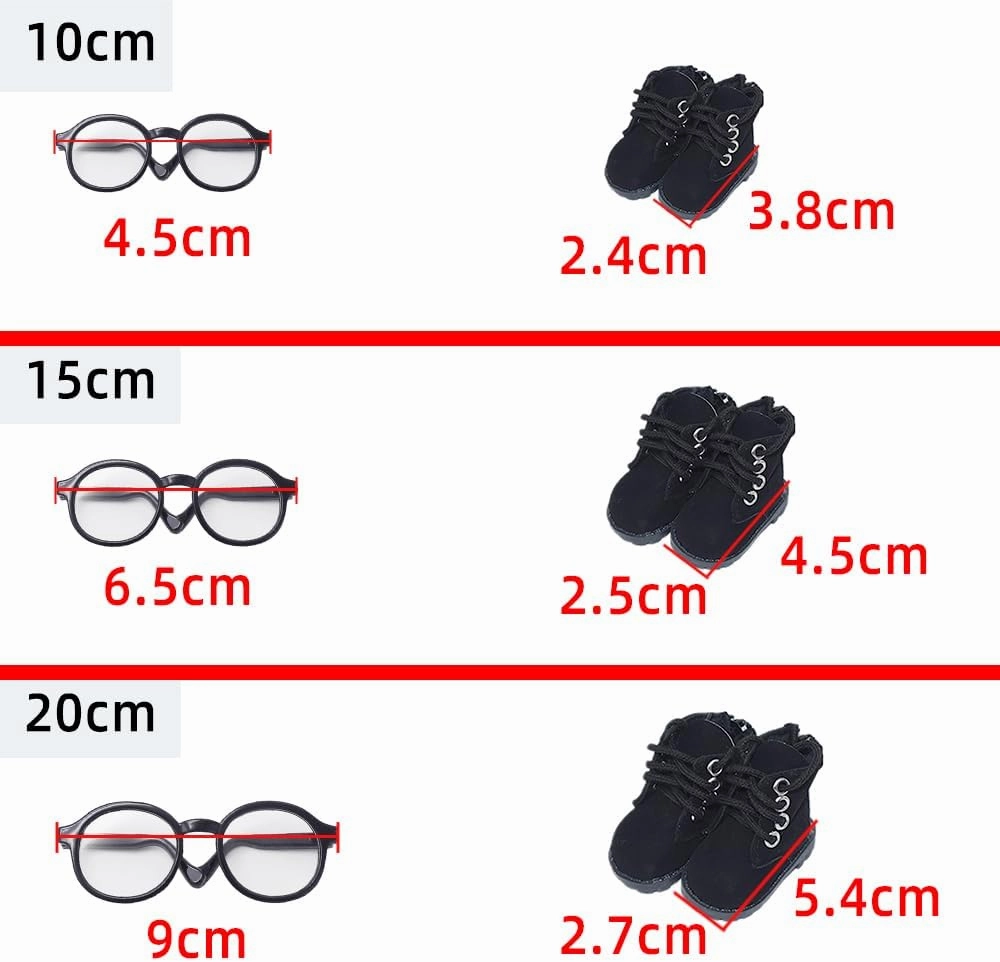 niannyyhouse Loose Solid Hoodie Jeans Glasses Tall Leather Shoes 10cm 15cm 20cm Plush Doll Clothes Soft Stuffed Plush Toy Dress Up Accessories (a10, 15cm)