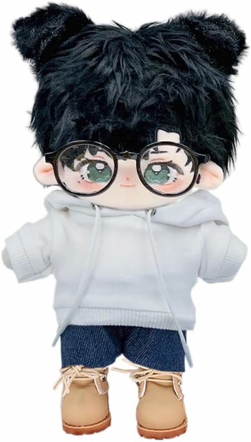niannyyhouse Loose Solid Hoodie Jeans Glasses Tall Leather Shoes 10cm 15cm 20cm Plush Doll Clothes Soft Stuffed Plush Toy Dress Up Accessories (a10, 15cm)