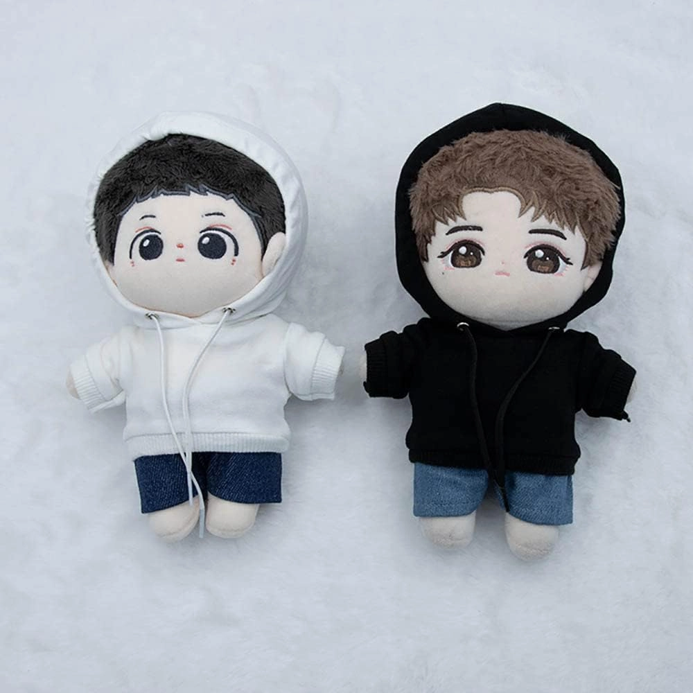niannyyhouse Loose Solid Hoodie Jeans Glasses Tall Leather Shoes 10cm 15cm 20cm Plush Doll Clothes Soft Stuffed Plush Toy Dress Up Accessories (a10, 15cm)
