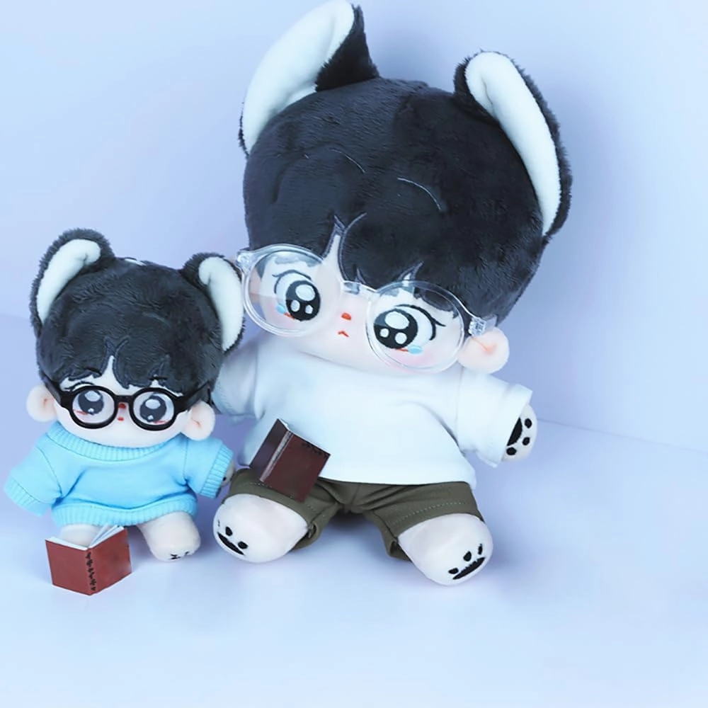 niannyyhouse Loose Solid Hoodie Jeans Glasses Tall Leather Shoes 10cm 15cm 20cm Plush Doll Clothes Soft Stuffed Plush Toy Dress Up Accessories (a10, 15cm)