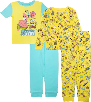 Nickelodeon Boys' 4-Piece Snug-fit Cotton Pajama Set, Soft & Cute for Kids