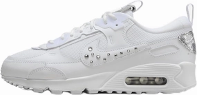Nike Air Max 90 Futura Women's Shoes (FQ8888-100, White/Metallic Silver/Chrome) Size 10.5