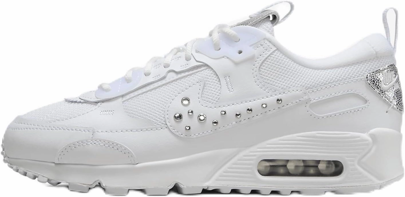 Nike Air Max 90 Futura Women's Shoes (FQ8888-100, White/Metallic Silver/Chrome) Size 10.5
