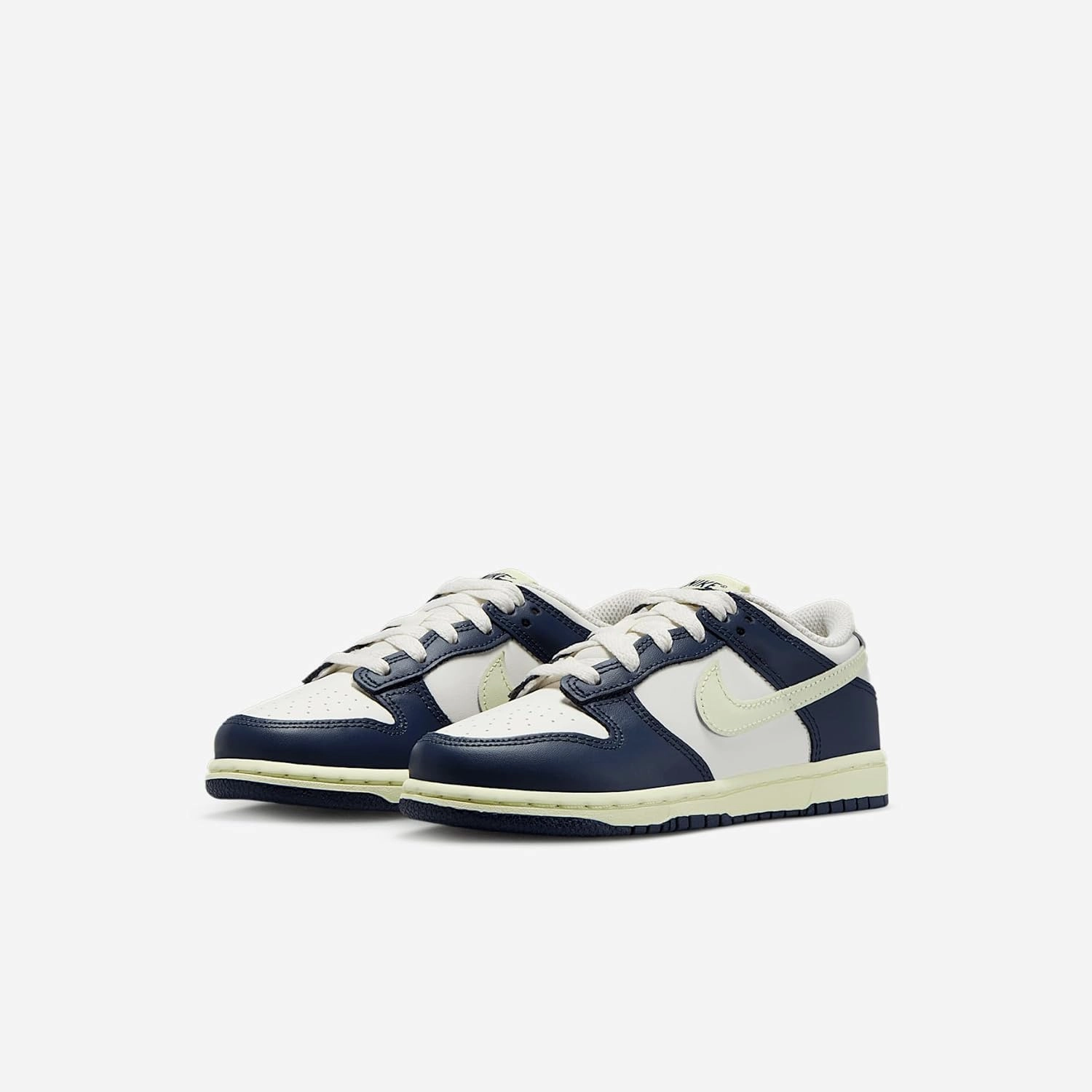 Nike Dunk Low Little Kids' Shoes (FB9108-127, Sail/Midnight Navy/Volt Tint/Volt Tint)