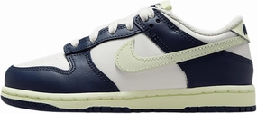Nike Dunk Low Little Kids' Shoes (FB9108-127, Sail/Midnight Navy/Volt Tint/Volt Tint)