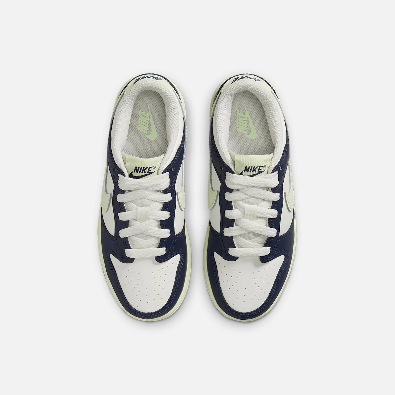 Nike Dunk Low Little Kids' Shoes (FB9108-127, Sail/Midnight Navy/Volt Tint/Volt Tint)