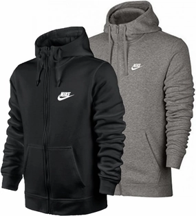 Nike Men's Sportswear Club Fleece Full Zip Hoodie, Fleece Zip-Up Hoodie Men, Black/Black/White, L-T