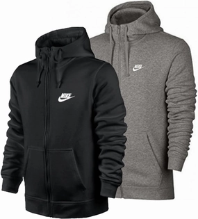 Nike Men's Sportswear Club Fleece Full Zip Hoodie, Fleece Zip-Up Hoodie Men, Black/Black/White, L-T