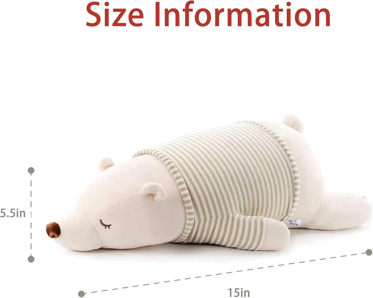 Niuniu Daddy 15" | 1.9 Pound Weighted Stuffed Animals Polar Bear in Large Plush Toy for Kids Kawaii Adorable Squishy Cuddle Pillow for Sleeping Hugging Christmas Birthday Gift for Girls Boys