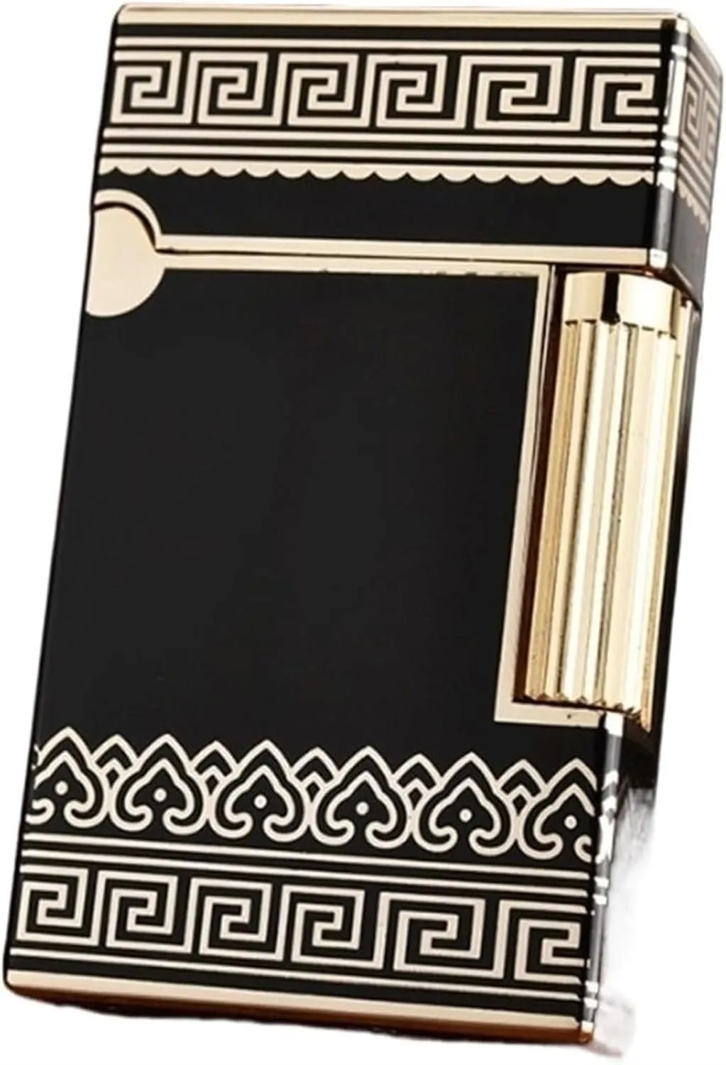 [No Gas] Classic Grinding Wheel Lighter, Open Lid Ding Sound，Flint Side Slide Igniter, Adjustable Soft Flame Lighter Butane Refillable Gas Lighter(Black 1)