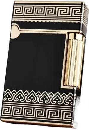 [No Gas] Classic Grinding Wheel Lighter, Open Lid Ding Sound，Flint Side Slide Igniter, Adjustable Soft Flame Lighter Butane Refillable Gas Lighter(Black 1)