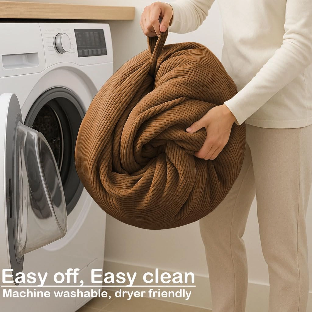 Nobildonna 3 ft Bean Bag Chair Cover (No Filler) 35"×43" Large Stuffed Animal Storage Bean Bag Washable Big Beanbag Chair Cover Premium Corduroy Bean Bag Cover for Adults,Kids,Coffee Brown 300L