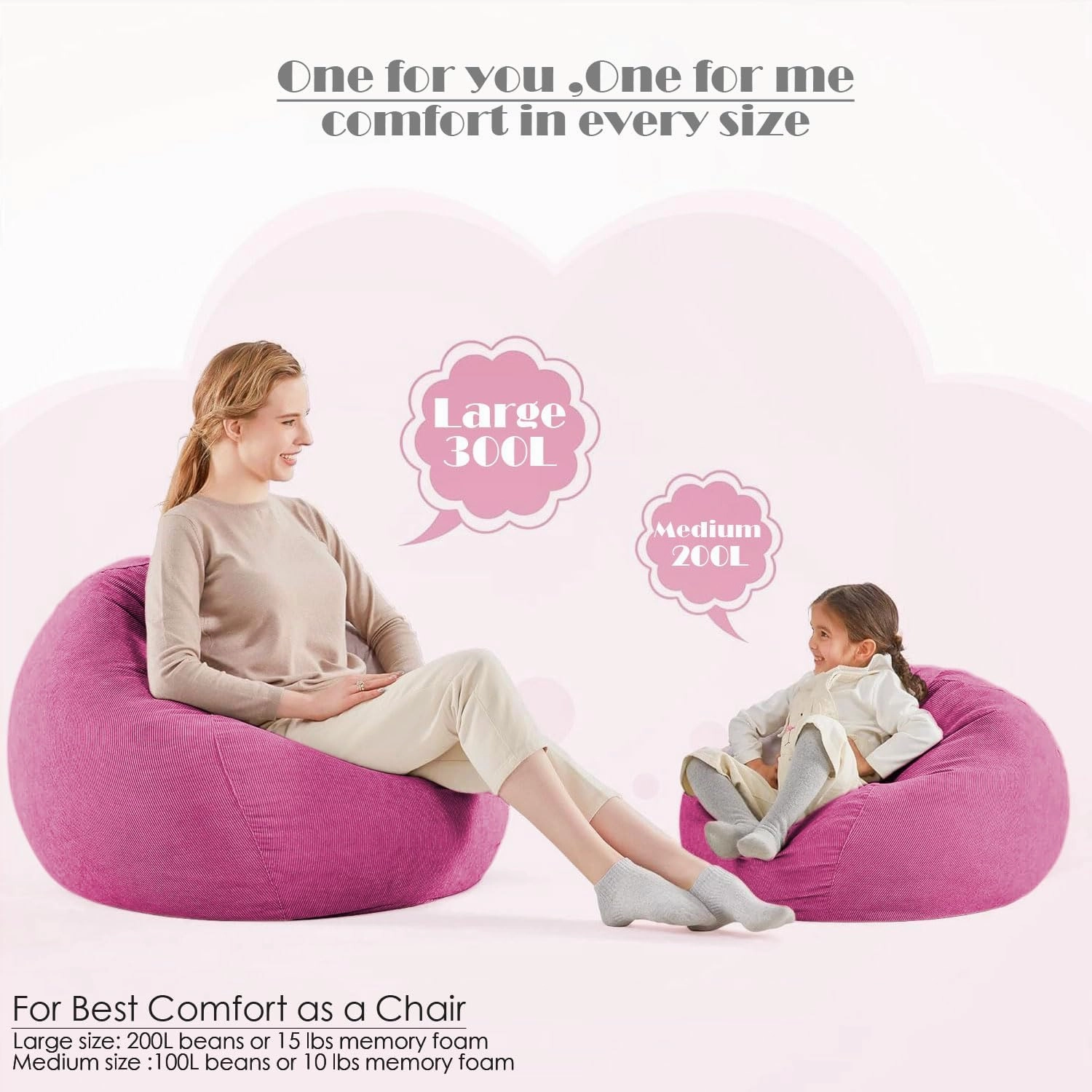 Nobildonna 3 ft Bean Bag Chair Cover (No Filler) 35"×43" Large Stuffed Animal Storage Bean Bag Washable Big Beanbag Chair Cover Premium Corduroy Bean Bag Cover for Adults,Kids,Rose Red 300L