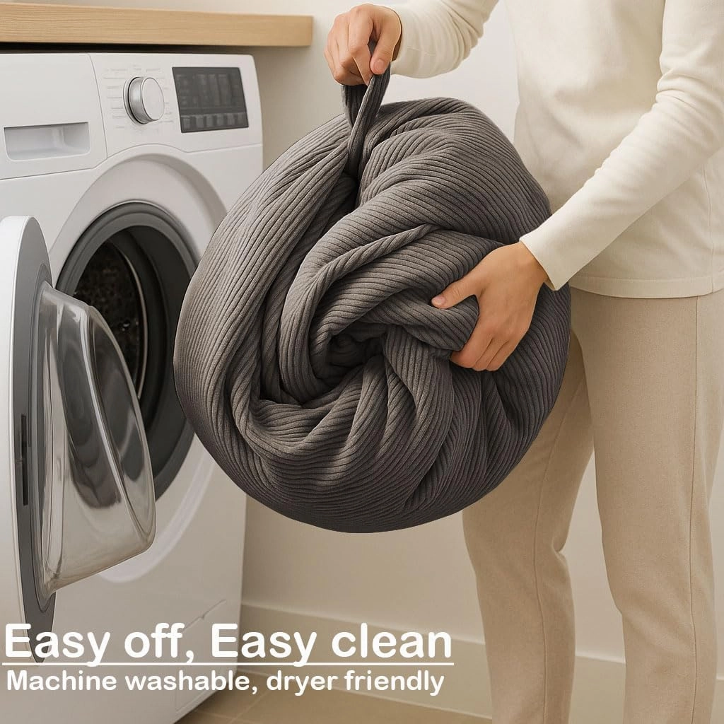 Nobildonna 3 ft Bean Bag Chair Cover (No Filler) 35"×43" Large Stuffed Animal Storage Bean Bag Washable Big Beanbag Chair Cover Premium Corduroy Bean Bag Cover for Adults,Kids,Warm Grey 300L