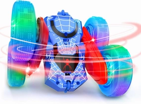 NQD Spider Remote Control Car- Double Sided 360°Rotate Mini RC Stunt Car with Wheel Lights, 4WD Off-Road RC Cars 2.4Ghz Indoor/Outdoor Rechargeable Toy Car for Boys Age 4-7 8-12 Birthday Xmas Gift