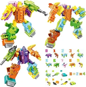 OBEST Dinosaur Number Robots 20 Pieces Transforming for Kids,Preschool Educational STEM Math Number Blocks Toys for Montessori Teaching,Gifts Christmas Birthday