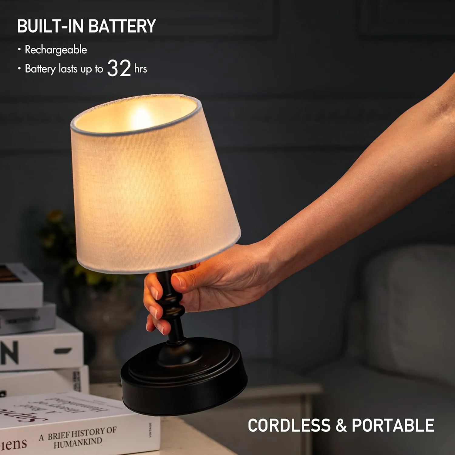 O’Bright Seraph Mini – Cordless LED Table Lamp with Dimmer (Oil Rubbed Bronze)
