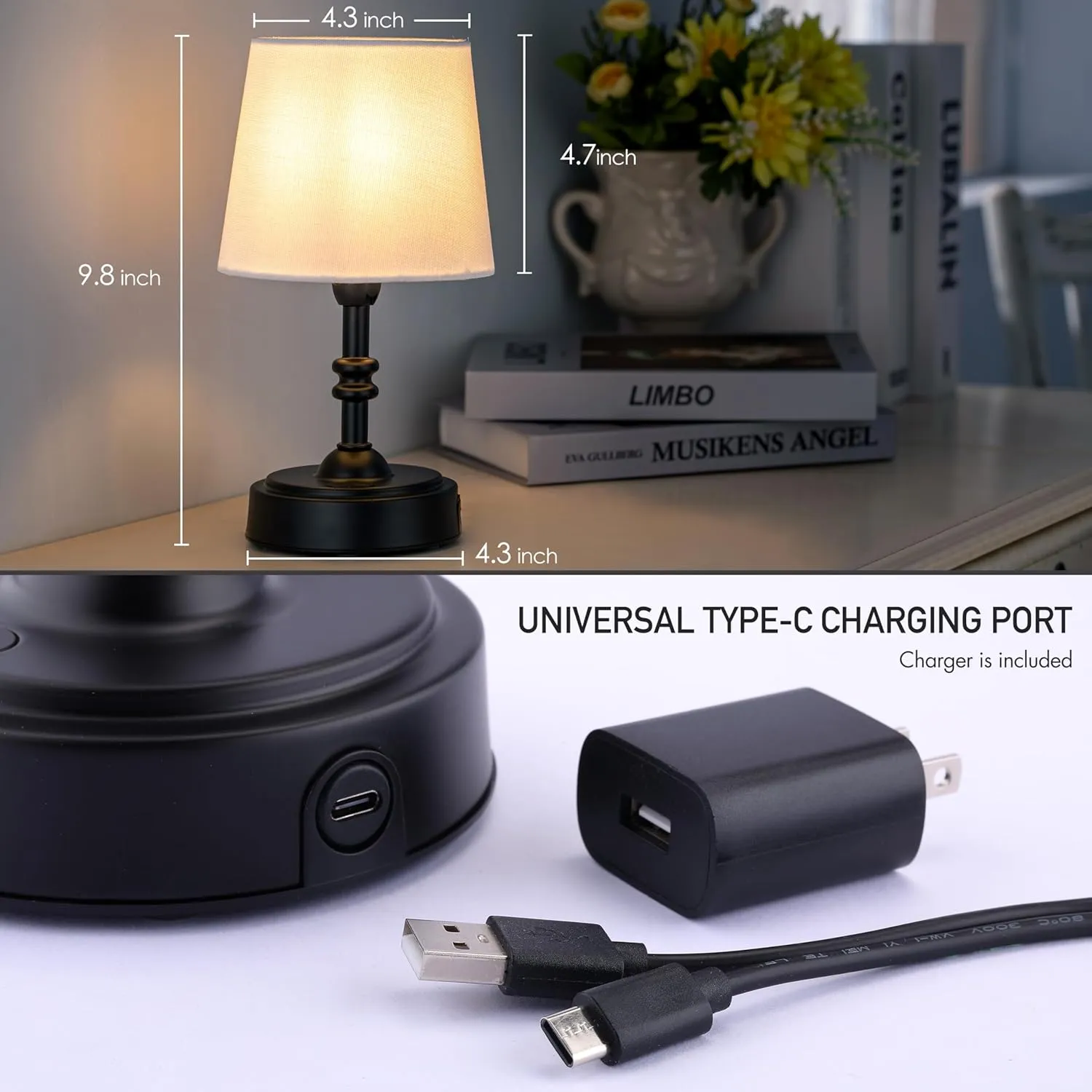 O’Bright Seraph Mini – Cordless LED Table Lamp with Dimmer (Oil Rubbed Bronze)