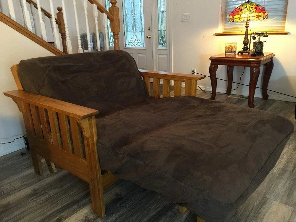 OctoRose Twin Size 39x75x8 inch 3 Side Zipper Classic Soft Micro Suede Futon Cover Sofa Daybed Mattress Slipcover (Chocolate Brown, Twin Size)