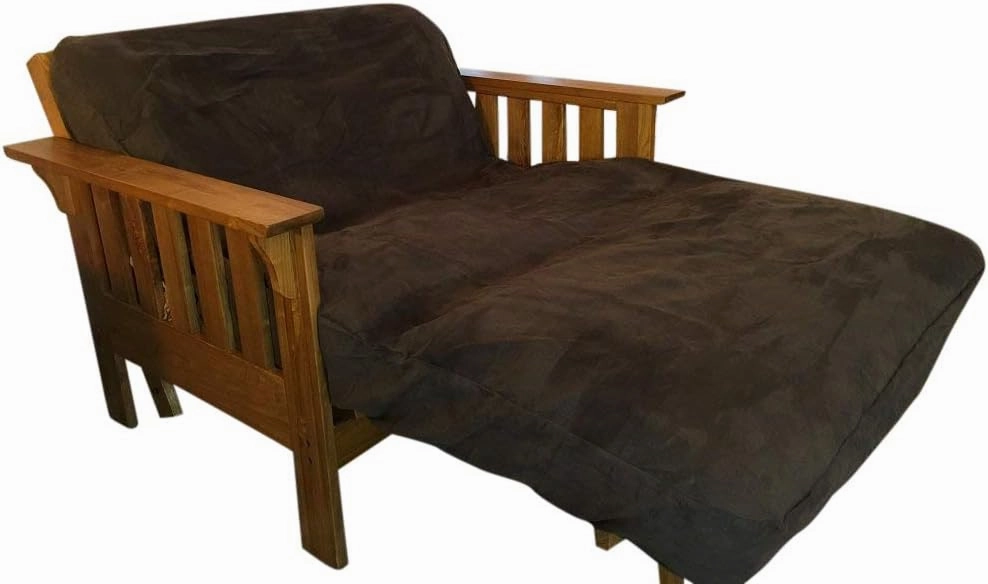 OctoRose Twin Size 39x75x8 inch 3 Side Zipper Classic Soft Micro Suede Futon Cover Sofa Daybed Mattress Slipcover (Chocolate Brown, Twin Size)