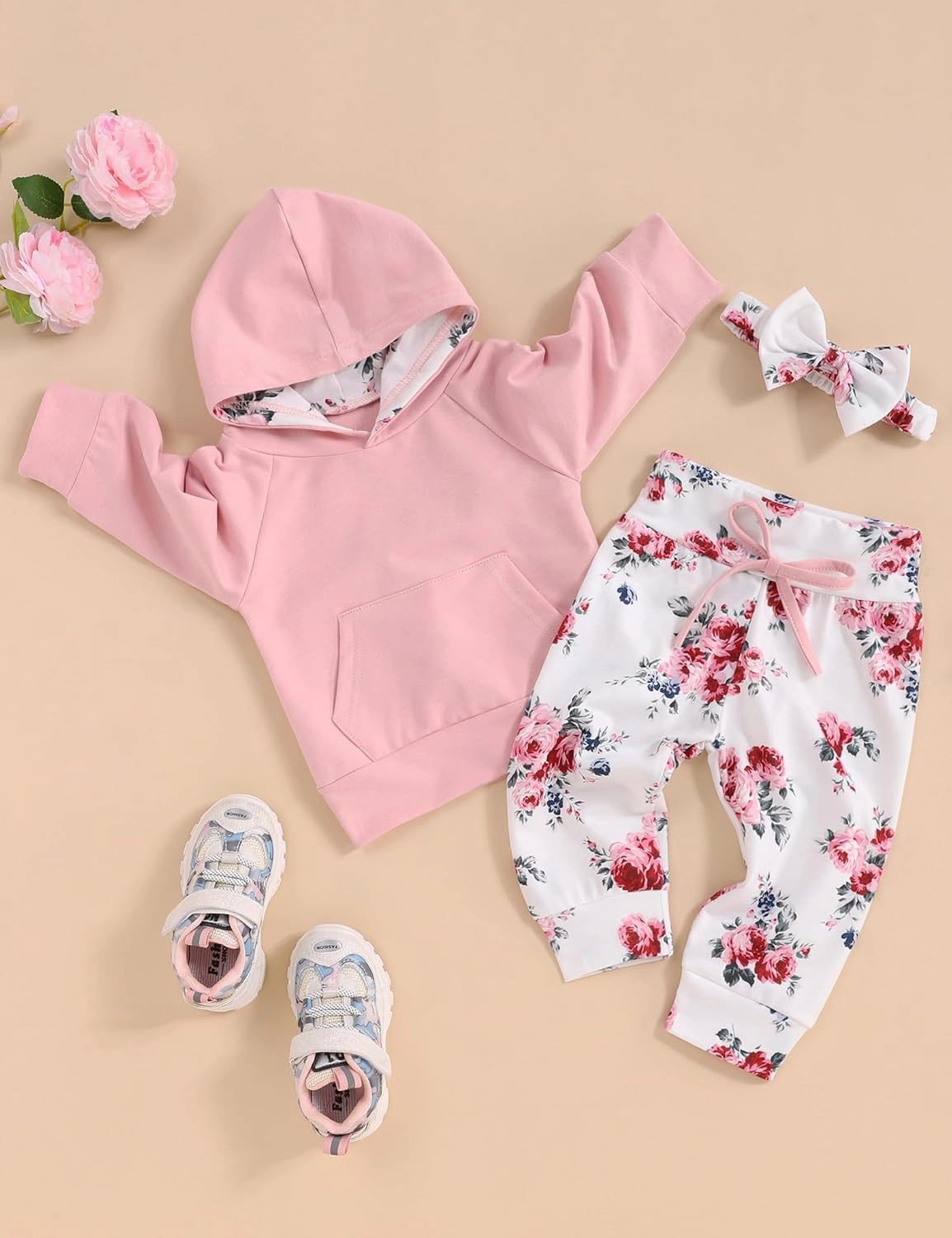 oklady Baby Girl Clothes,Hoodie Tops Floral Pant with Cute Headband Baby Girl Fall Outfits