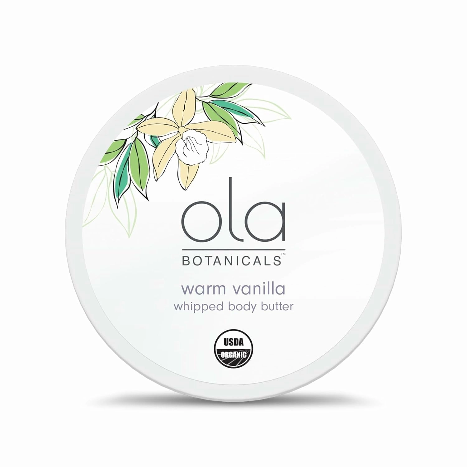 Ola Botanicals Whipped Body Butter (4oz) Vanilla, USDA Certified Organic, Cruelty Free, Gluten Free, Soy Free, Dr. Mercola