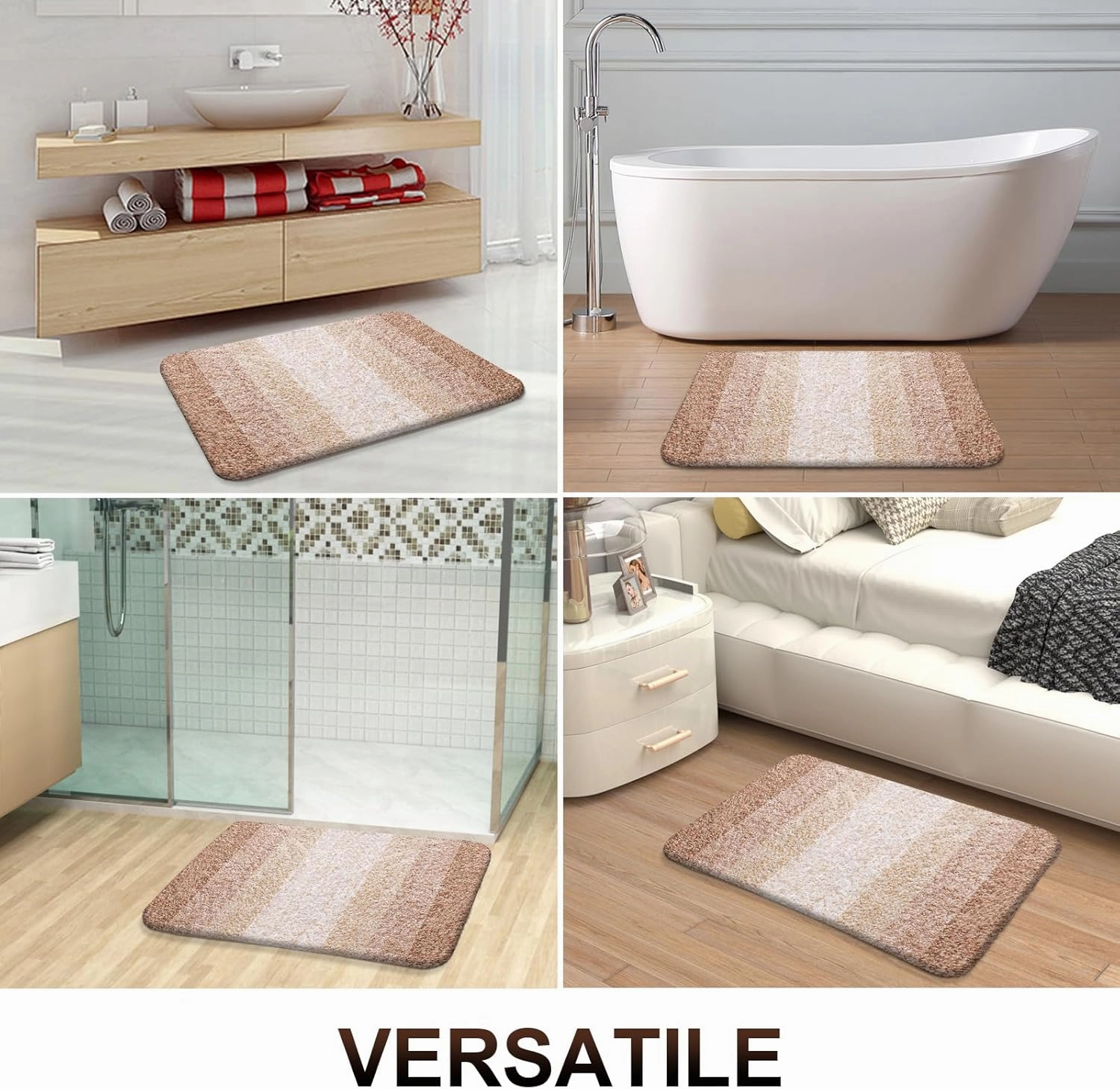 OLANLY Bathroom Rugs Mat 30x20, Extra Soft Absorbent Microfiber Bath Rugs, Rubber Backing, Quick Dry, Machine Washable Bath Mats for Bathroom Floor, Tub, Shower and Home Decor Accessories, Beige