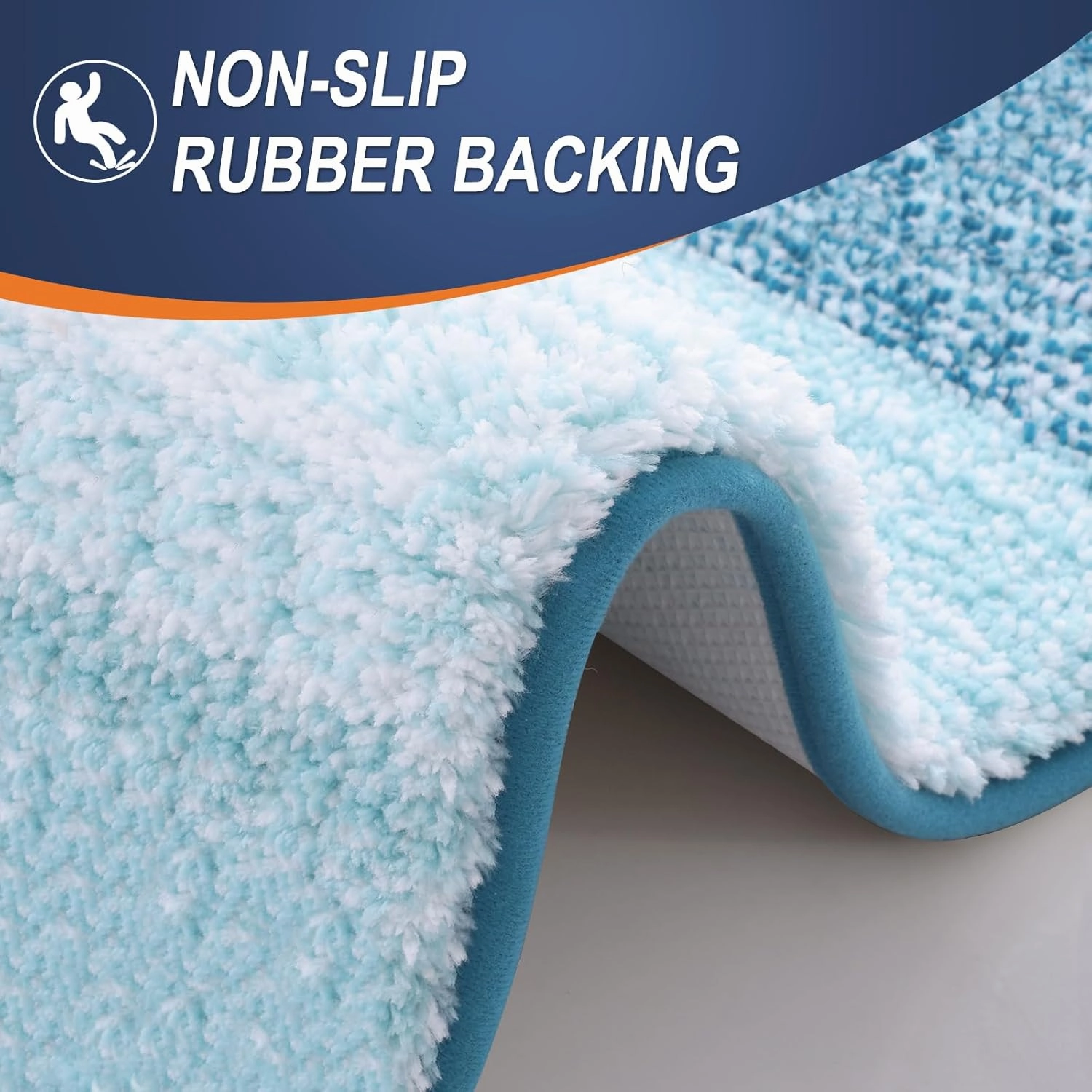 OLANLY Bathroom Runner Rugs 54x24, Extra Soft Absorbent Microfiber Bath Rugs, Rubber Backing, Quick Dry, Washable Bath Mats for Bathroom Floor, Tub, Shower and Home Decor Accessories, Peacock Blue