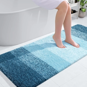 OLANLY Bathroom Runner Rugs 54x24, Extra Soft Absorbent Microfiber Bath Rugs, Rubber Backing, Quick Dry, Washable Bath Mats for Bathroom Floor, Tub, Shower and Home Decor Accessories, Peacock Blue