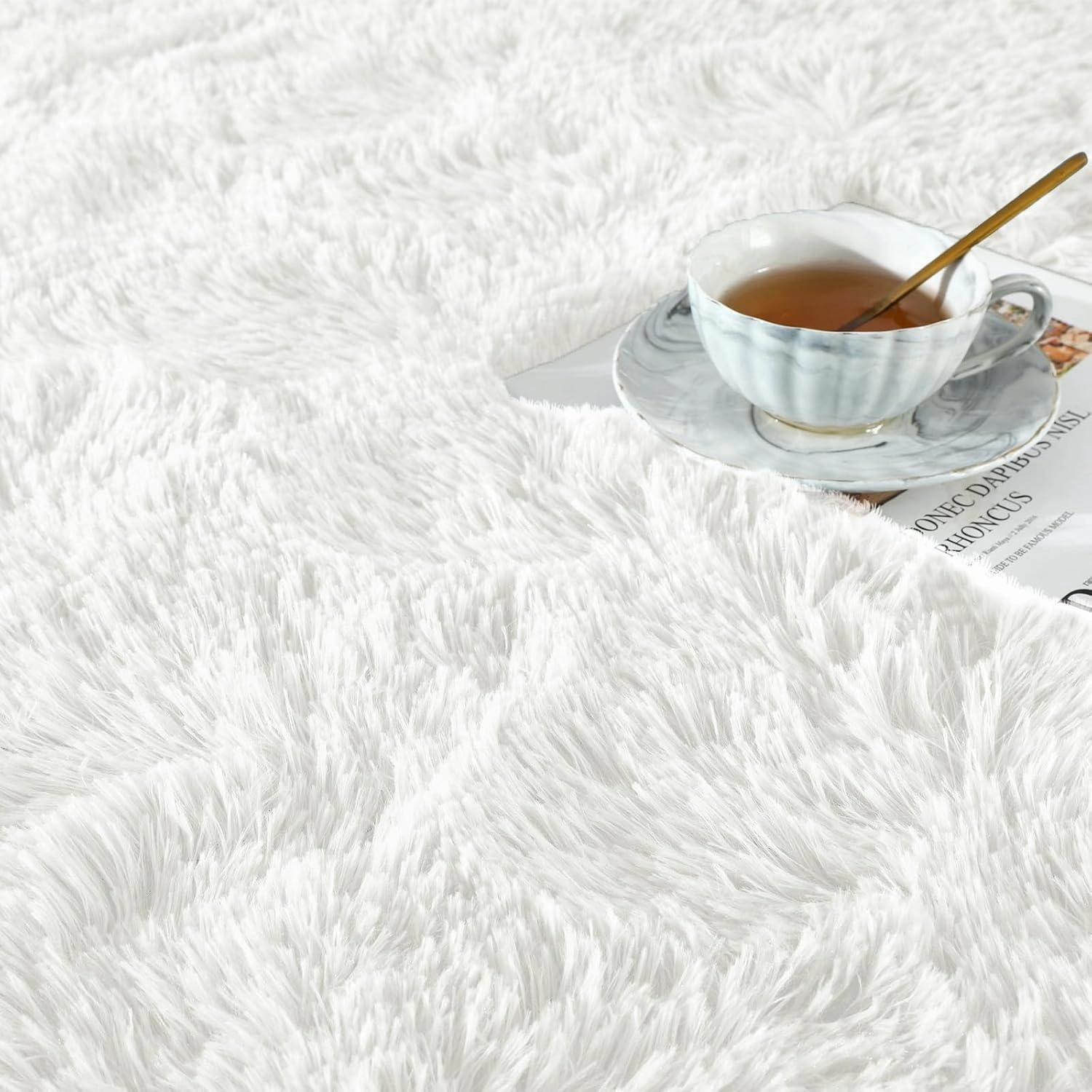 Ompaa Fluffy Rug, Super Soft Fuzzy Area Rugs for Bedroom Living Room - 4' x 6' Large Plush Furry Shag Rug - Kids Playroom Nursery Classroom Dining Room Decor Floor Carpet, Cream White