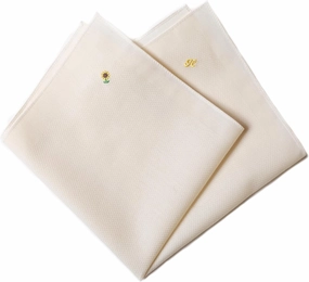 Organic Cotton Handkerchief, Every Hanky Plants a Tree, Embroidered Emoji, Dobby Weave, Made in Korea