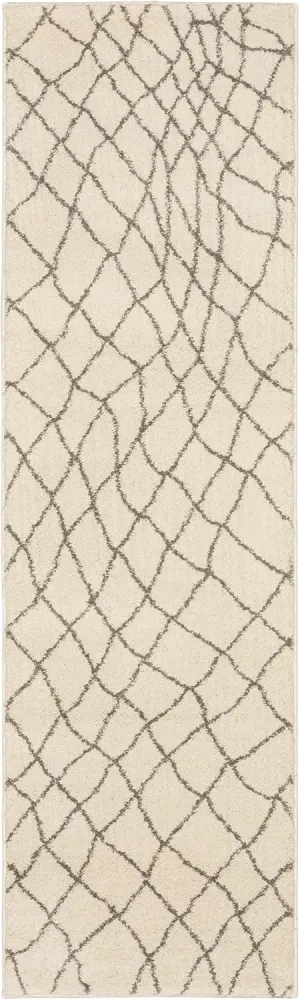 Oriental Weavers Carson Area Rug - 0738B - 2'3" x 7'6" - in Ivory/Grey - Scandinavian Inspired, Stain Resistant, Family and Pet Friendly, Entryway, Hallway Runner Rug