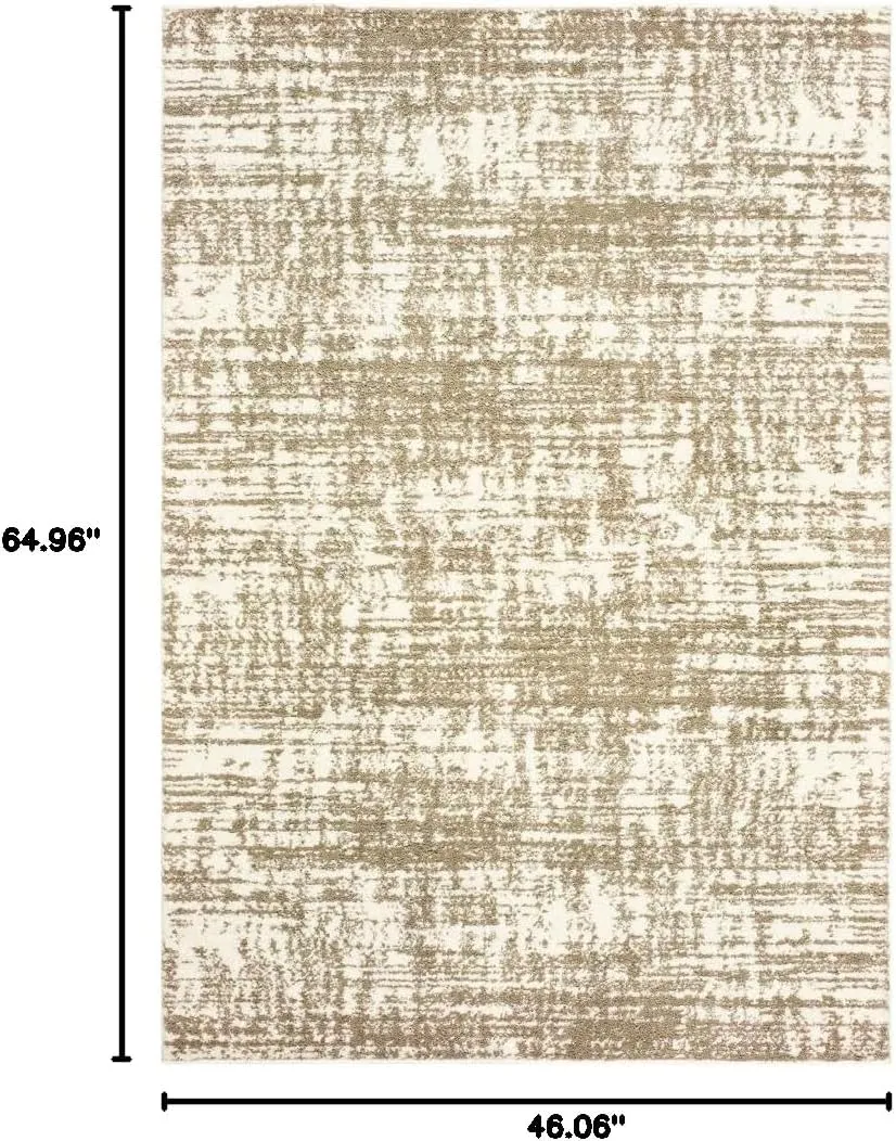 Oriental Weavers Verona Area Rug - 1803J - 3'10" x 5'5" - in Ivory/Taupe - Plush Soft Shag, Modern Style, Stain Resistant, Cushion Feel, Entrway, Bedroom Rug