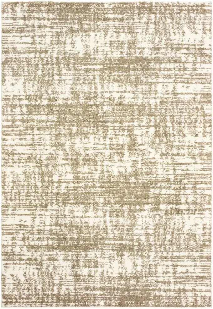 Oriental Weavers Verona Area Rug - 1803J - 3'10" x 5'5" - in Ivory/Taupe - Plush Soft Shag, Modern Style, Stain Resistant, Cushion Feel, Entrway, Bedroom Rug