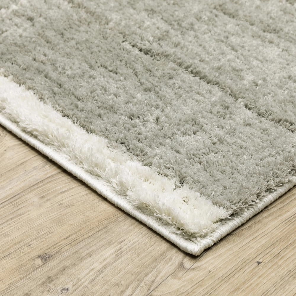 Oriental Weavers Verona Area Rug - 752G6-2'3" x 7'6" - in Grey/Ivory - Plush Soft Shag, Modern Style, Stain Resistant, Cushion Feel, Entryway, Hallway Runner Rug