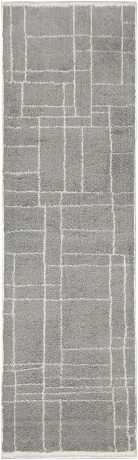 Oriental Weavers Verona Area Rug - 752G6-2'3" x 7'6" - in Grey/Ivory - Plush Soft Shag, Modern Style, Stain Resistant, Cushion Feel, Entryway, Hallway Runner Rug