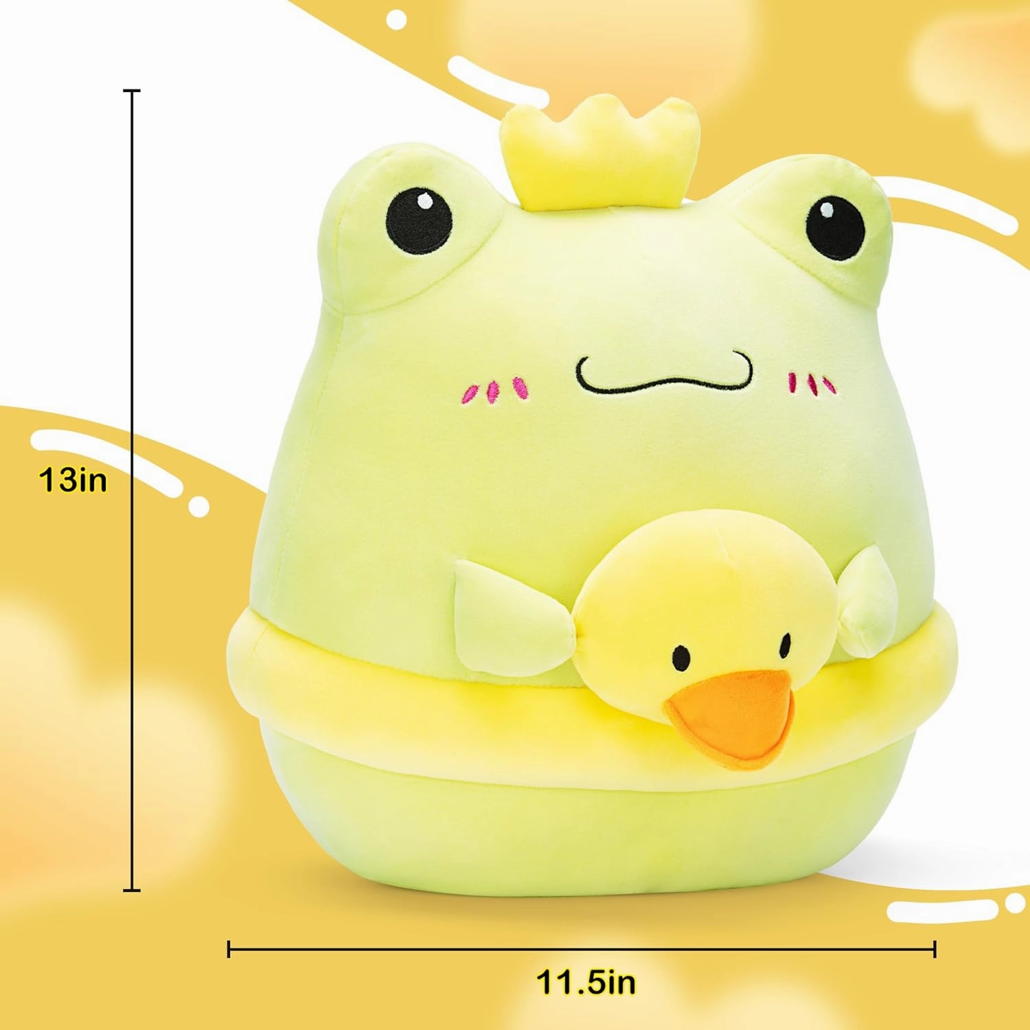 Original 13-inch Large Frog Plush Pillow Stuffed Animal Toy,Cute Soft Toys Fat Kawaii Hugging Pillows Big Size Cuddle Huggable Plushie,Gift for Kids Girls