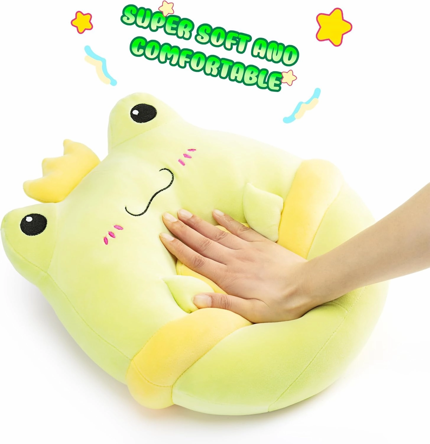 Original 13-inch Large Frog Plush Pillow Stuffed Animal Toy,Cute Soft Toys Fat Kawaii Hugging Pillows Big Size Cuddle Huggable Plushie,Gift for Kids Girls