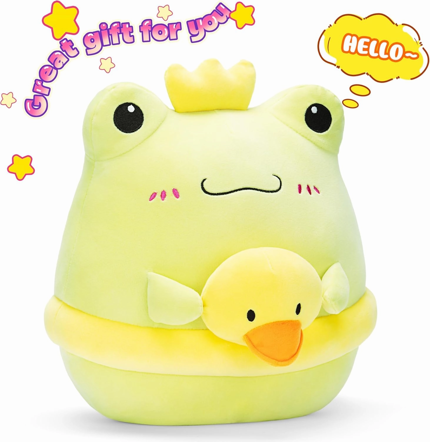 Original 13-inch Large Frog Plush Pillow Stuffed Animal Toy,Cute Soft Toys Fat Kawaii Hugging Pillows Big Size Cuddle Huggable Plushie,Gift for Kids Girls