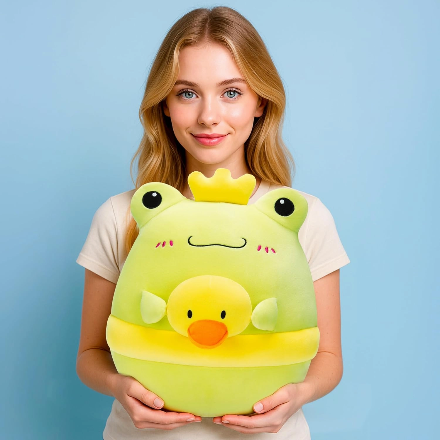 Original 13-inch Large Frog Plush Pillow Stuffed Animal Toy,Cute Soft Toys Fat Kawaii Hugging Pillows Big Size Cuddle Huggable Plushie,Gift for Kids Girls