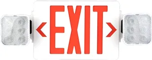 OSTEK Red LED Exit Sign Emergency Light, Two LED Adjustable Head Emergency Exit Lights with 90 Minutes Battery Backup, Dual LED Lamp ABS Fire Resistance UL-Listed