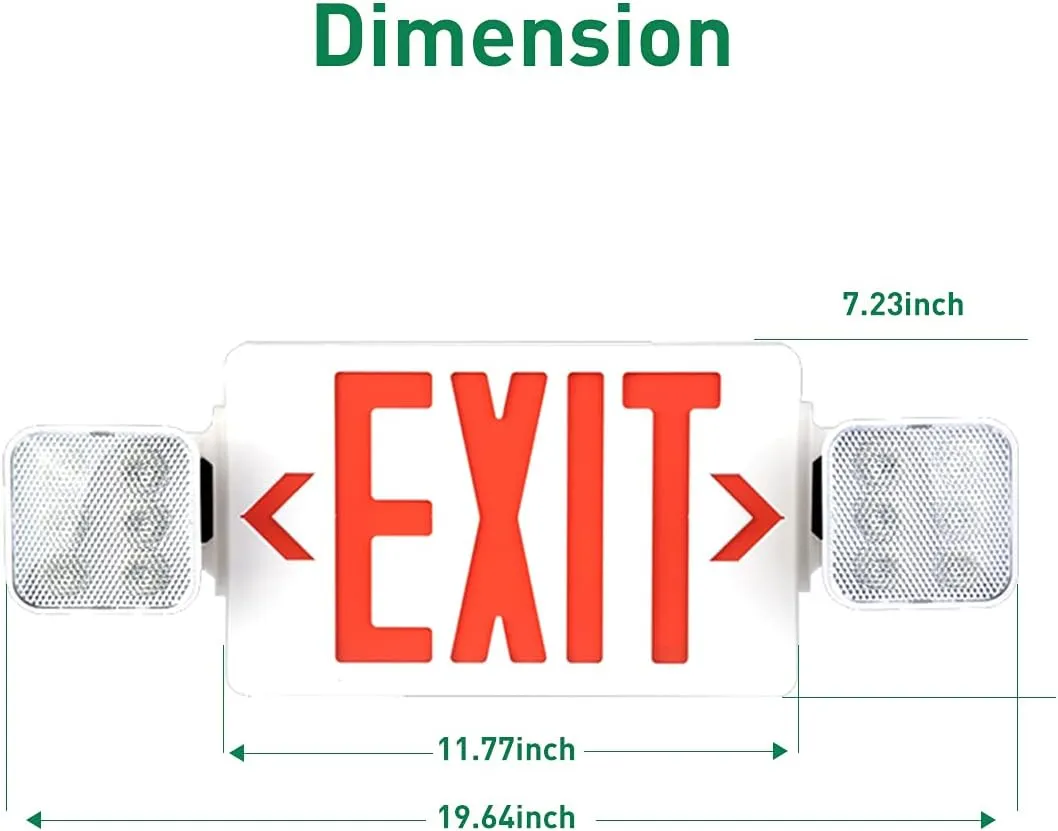 OSTEK Red LED Exit Sign Emergency Light, Two LED Adjustable Head Emergency Exit Lights with 90 Minutes Battery Backup, Dual LED Lamp ABS Fire Resistance UL-Listed