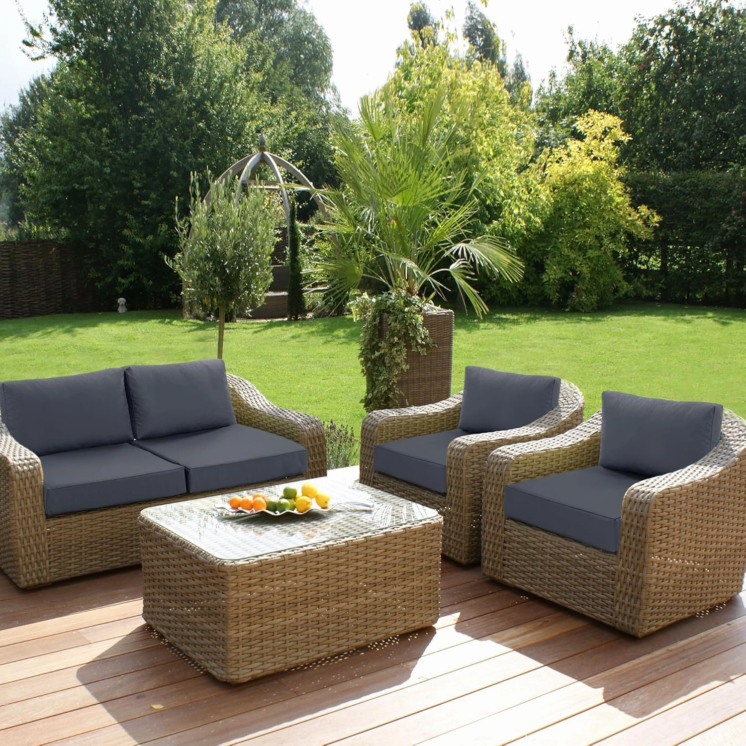 Outdoor Chair Cushions for Patio Furniture with Waterproof Detachable Cover, Deep Seat Couch Cushion Replacement and Backrest Pillow for Sectional Sofa, 25.6 x 25.6 Inch, Dark Grey, Set of 4