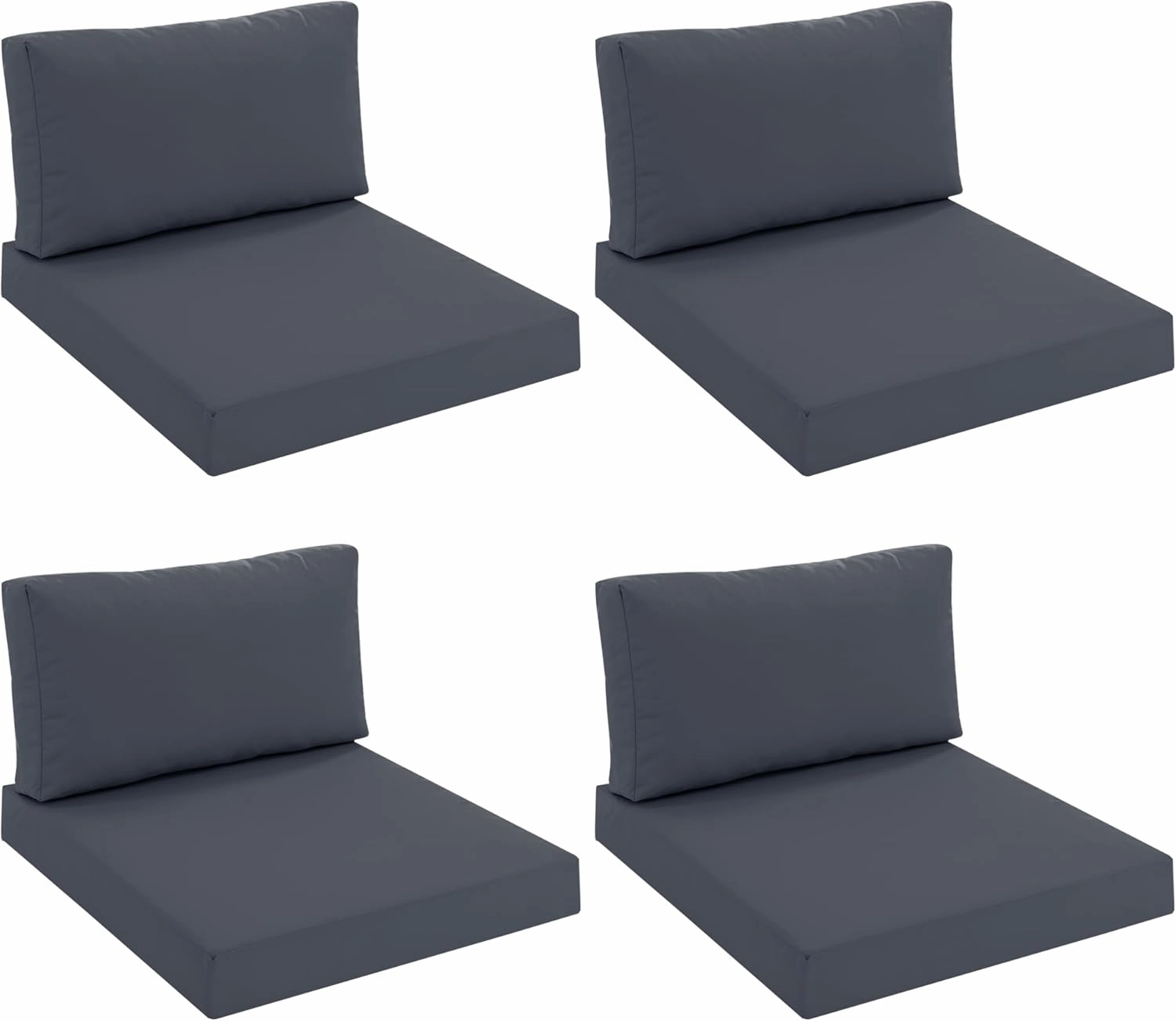Outdoor Chair Cushions for Patio Furniture with Waterproof Detachable Cover, Deep Seat Couch Cushion Replacement and Backrest Pillow for Sectional Sofa, 25.6 x 25.6 Inch, Dark Grey, Set of 4
