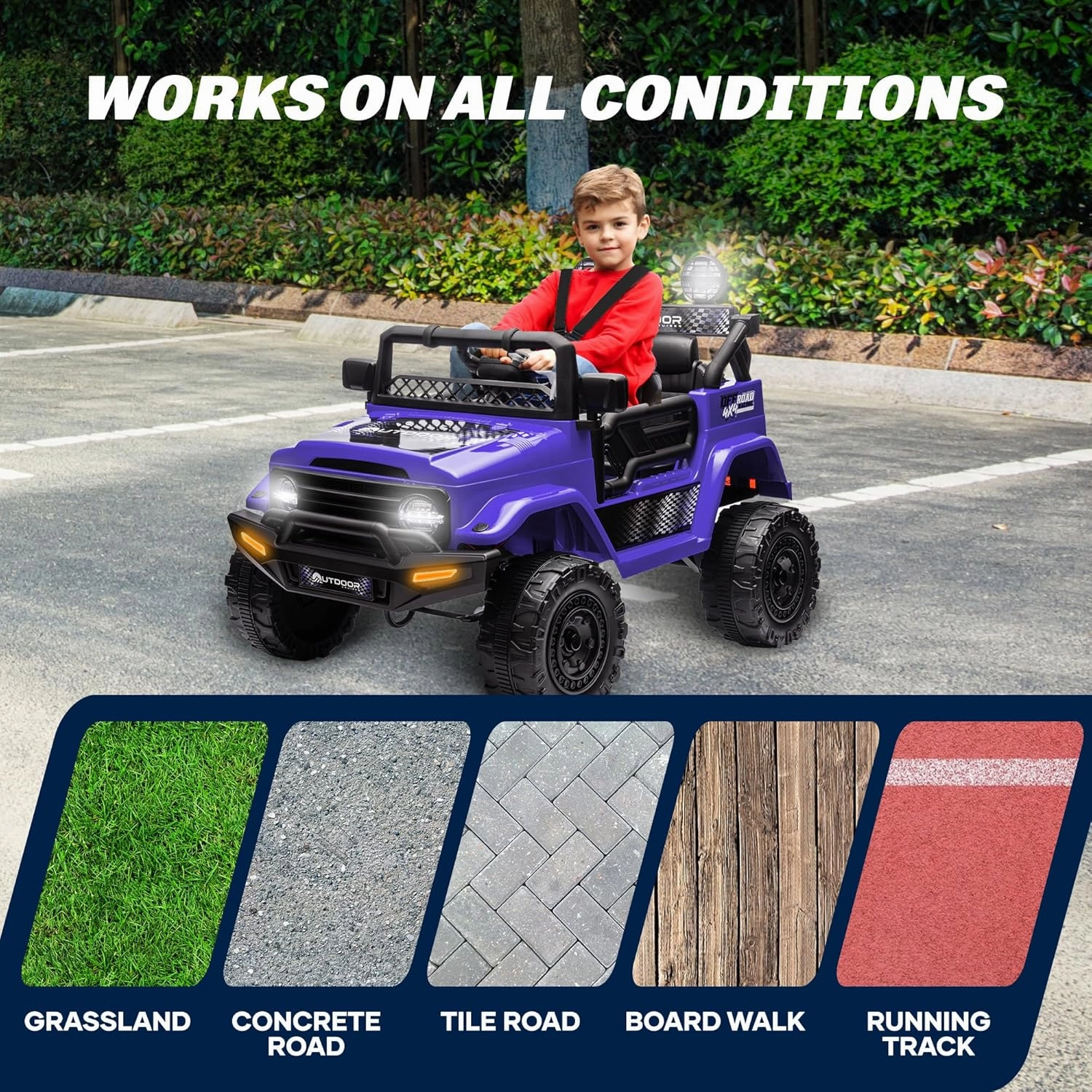 Outdoor Cruise 1 Seater 12V Ride-On Electric Car for Kids - Remote Control Ride-On Jeep Power Wheels, Battery Operated Cars for Kids with Parental Control for Safe Adventures