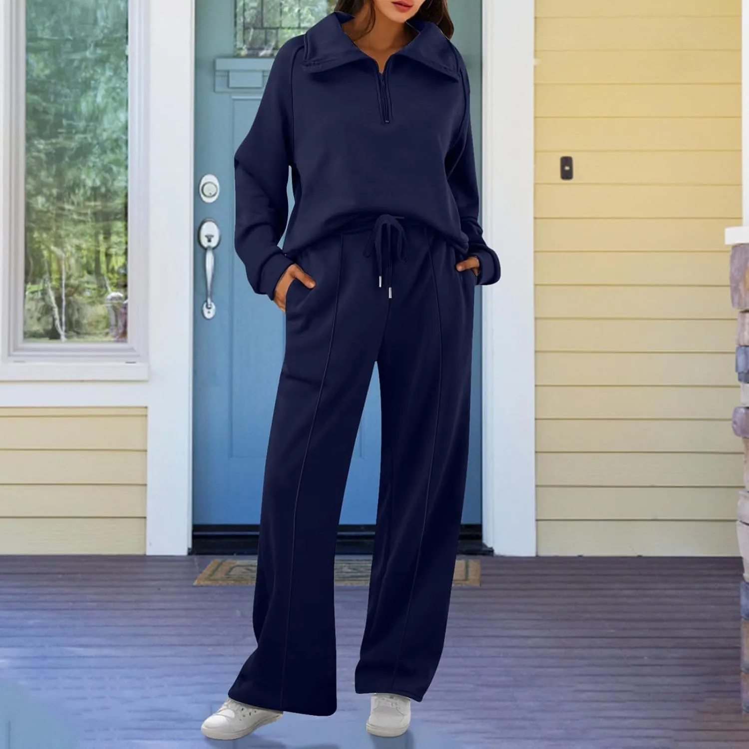 Oversized Sweatshirt Sweatpants Tracksuit Fold Over Yoga Pants Matching Workout Sets Casual Outfit Fashion Sweatpants