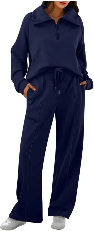 Oversized Sweatshirt Sweatpants Tracksuit Fold Over Yoga Pants Matching Workout Sets Casual Outfit Fashion Sweatpants