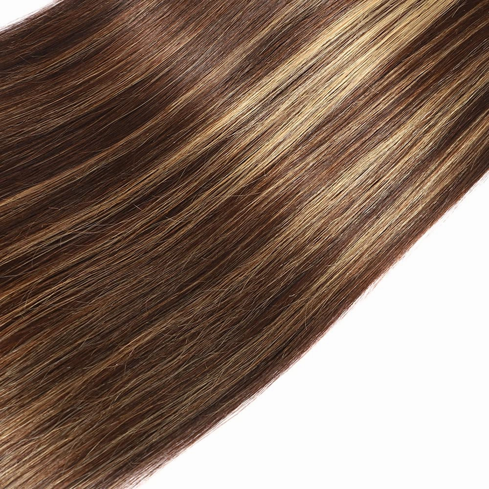 P4/27 Bundles Blonde Straight Human Hair Bundles Ombre Highlight Straight Bundles Human Hair Unprocessed Virgin Hair 1 Bundle 8 Inch Two Tone Brown and Honey Blonde Bundles Hair Weave